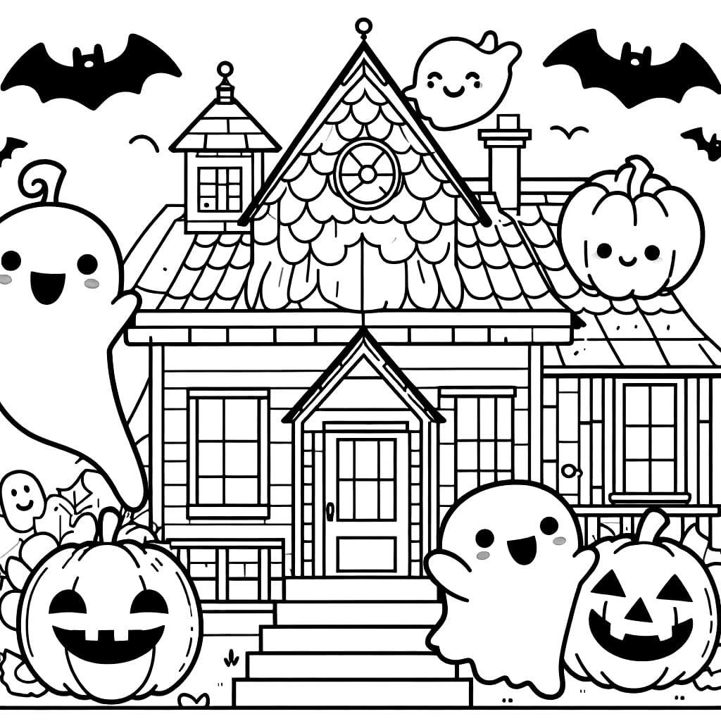 Cute Haunted House coloring page - Download, Print or Color Online for Free