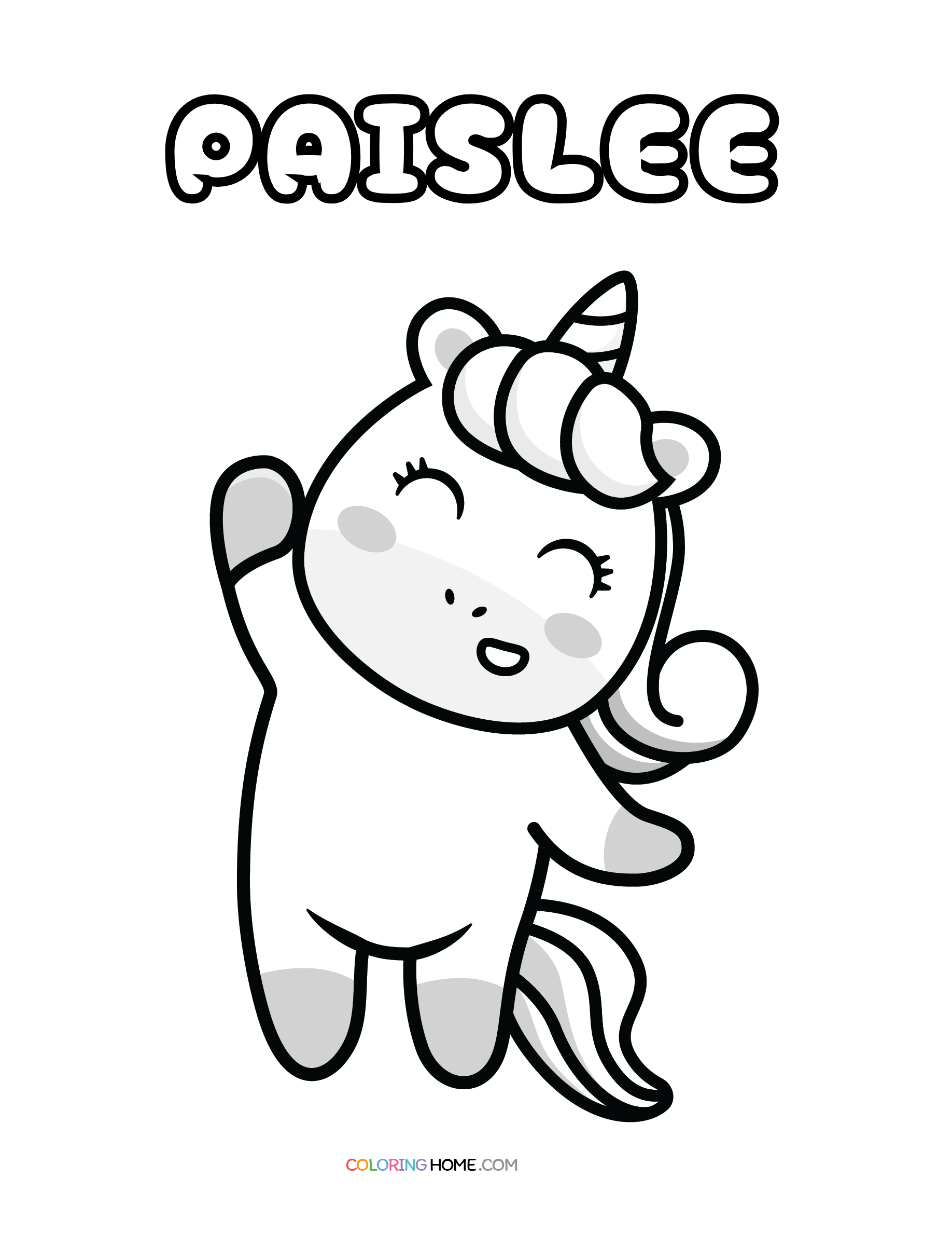 Paislee unicorn coloring page