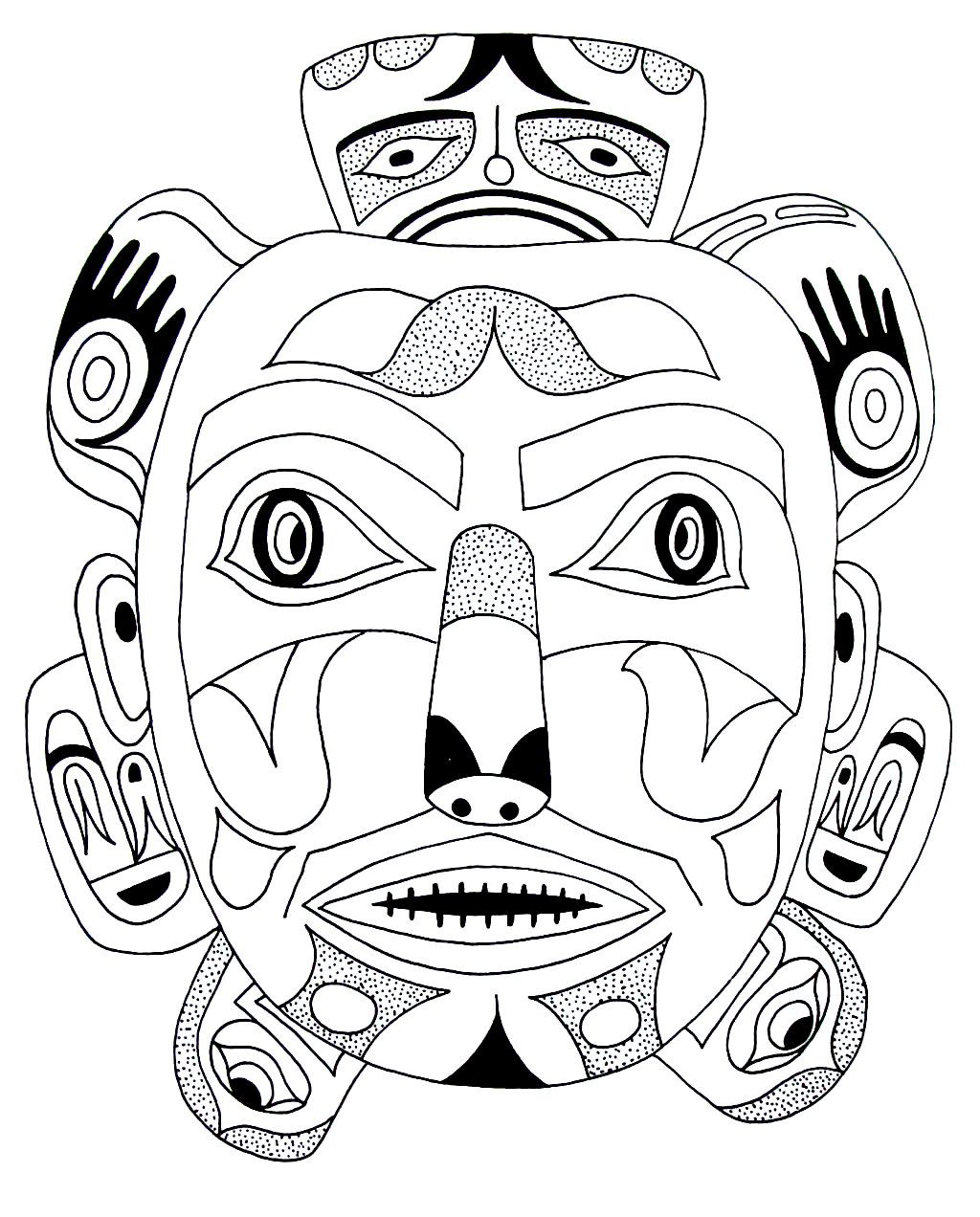 Bear Mask - Kwakiuti Indian Design coloring book page | Designs coloring  books, Coloring books, Coloring book pages