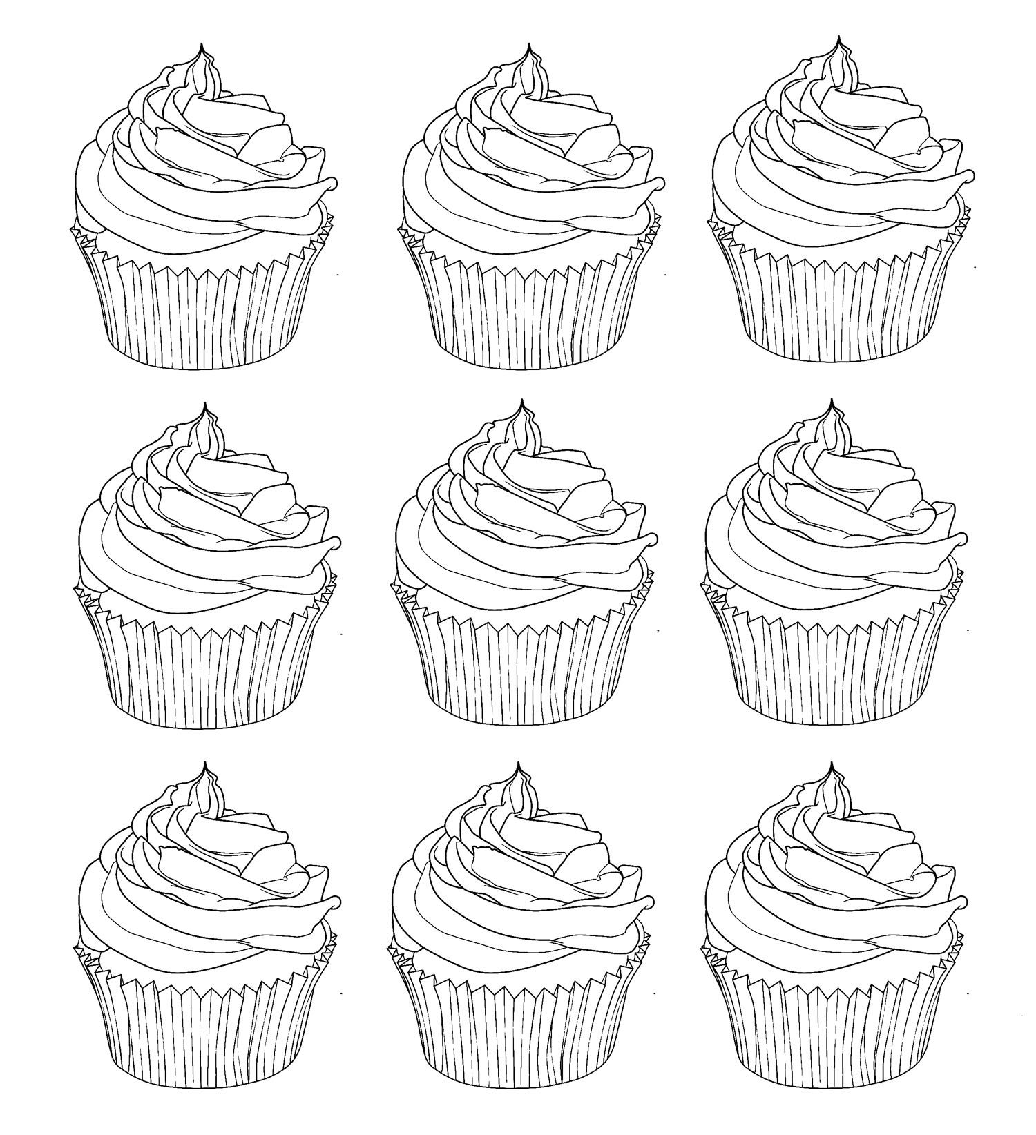 Cup Cake - Coloring Pages for adults : coloring-cupcakes-warhol