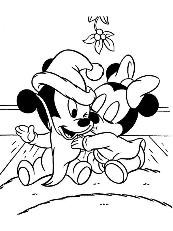 Baby Minnie Mouse and Mickey Mouse Coloring Page - Christmas love
