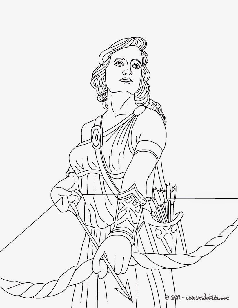 Artemis Greek Goddess of Hunting Coloring page | Coloring pages, Greek gods  and goddesses, Greek gods