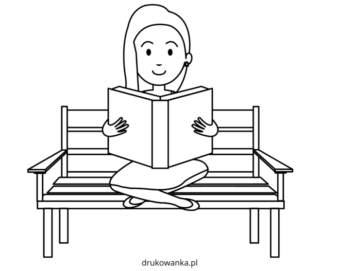 Coloring Book Reading on the Bench printable and online