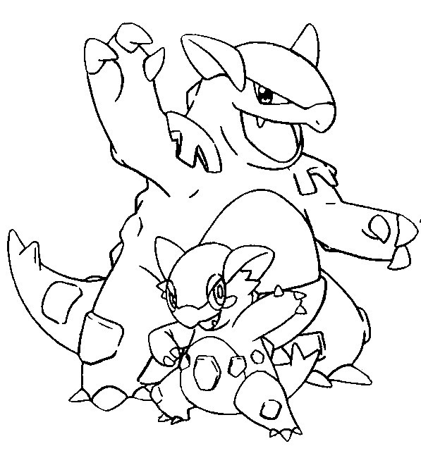 Coloring page Mega Evolved Pokémon : Mega Kangaskhan 115 115