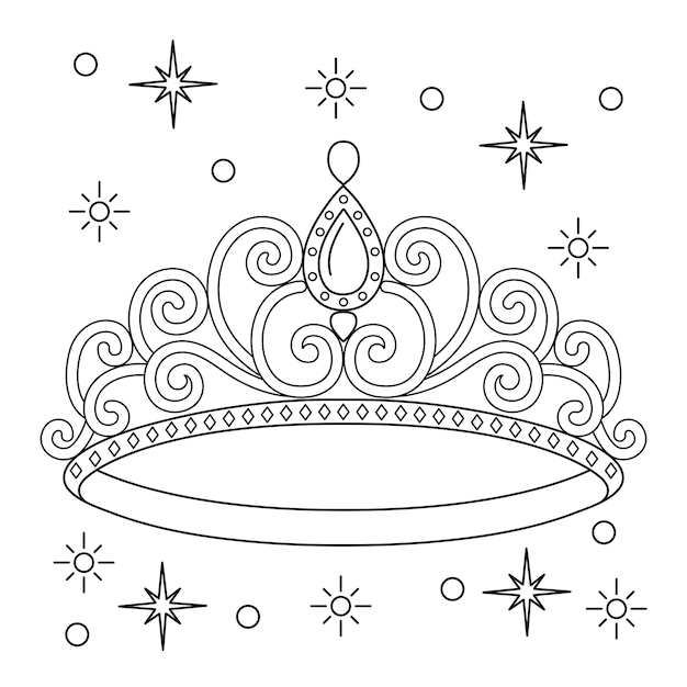 Premium Vector | Princess crown coloring page for kids