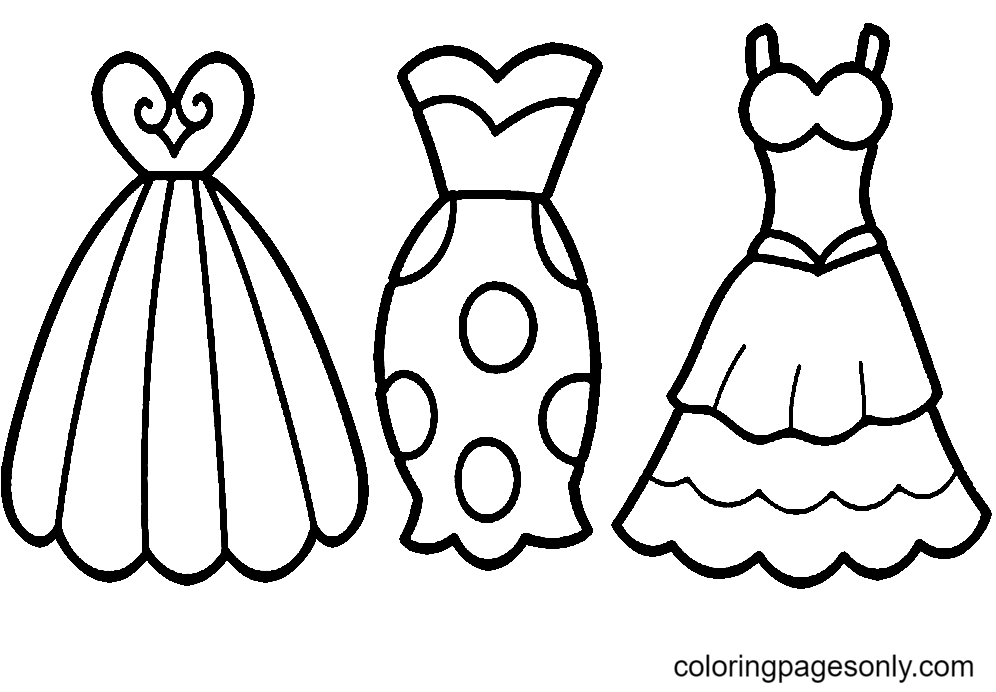 Dresses For Girls Coloring Pages - Dress Coloring Pages - Coloring Pages  For Kids And Adults