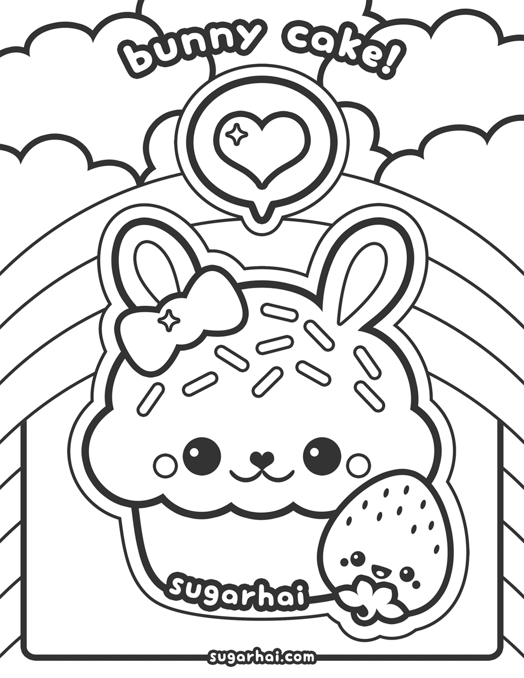 Cute Bunny Cupcake Coloring Page