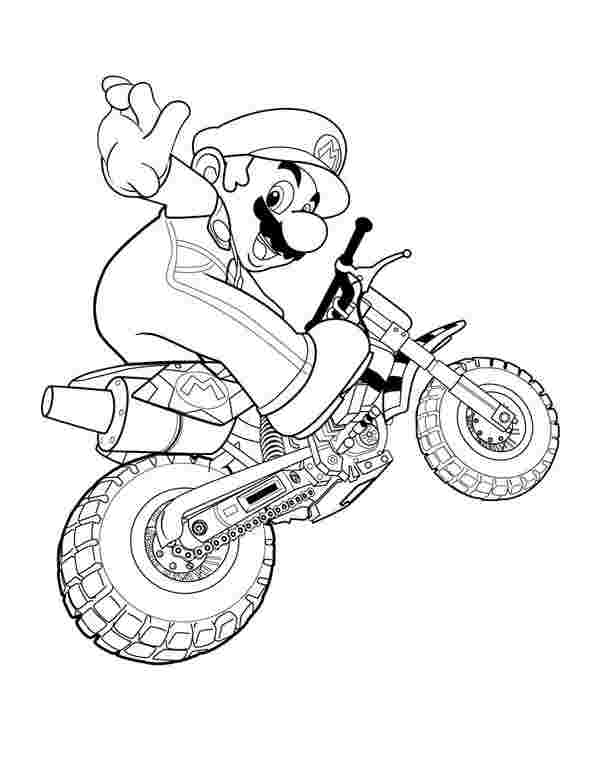 mario riding yoshi coloring pages mario rides a motorbike ...