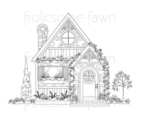 Country Cottage Coloring Pages | Coloring pages, House colouring ...