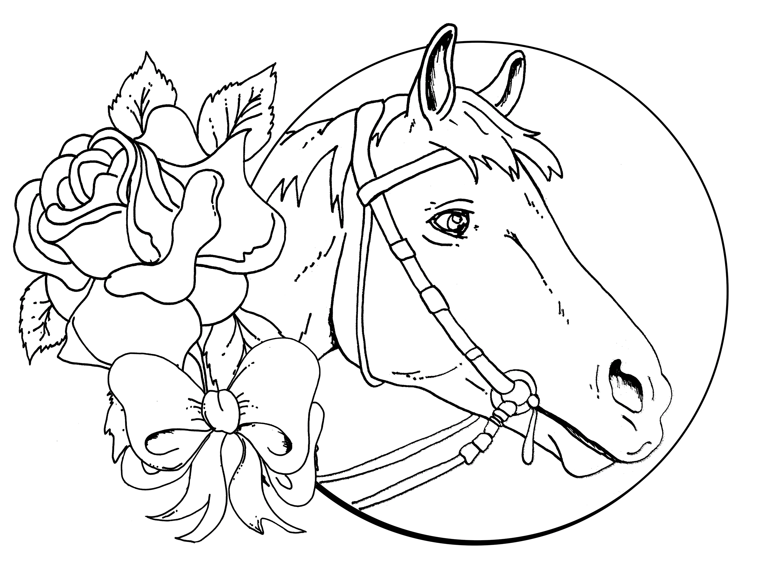 Beautiful Horse And Rose Coloring Page - Free Printable Coloring Pages for  Kids