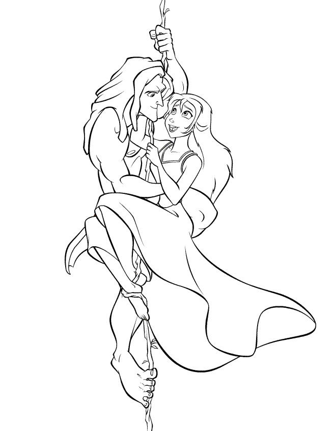 Cartoon Disney Coloring Pages : Tarzan & Jane