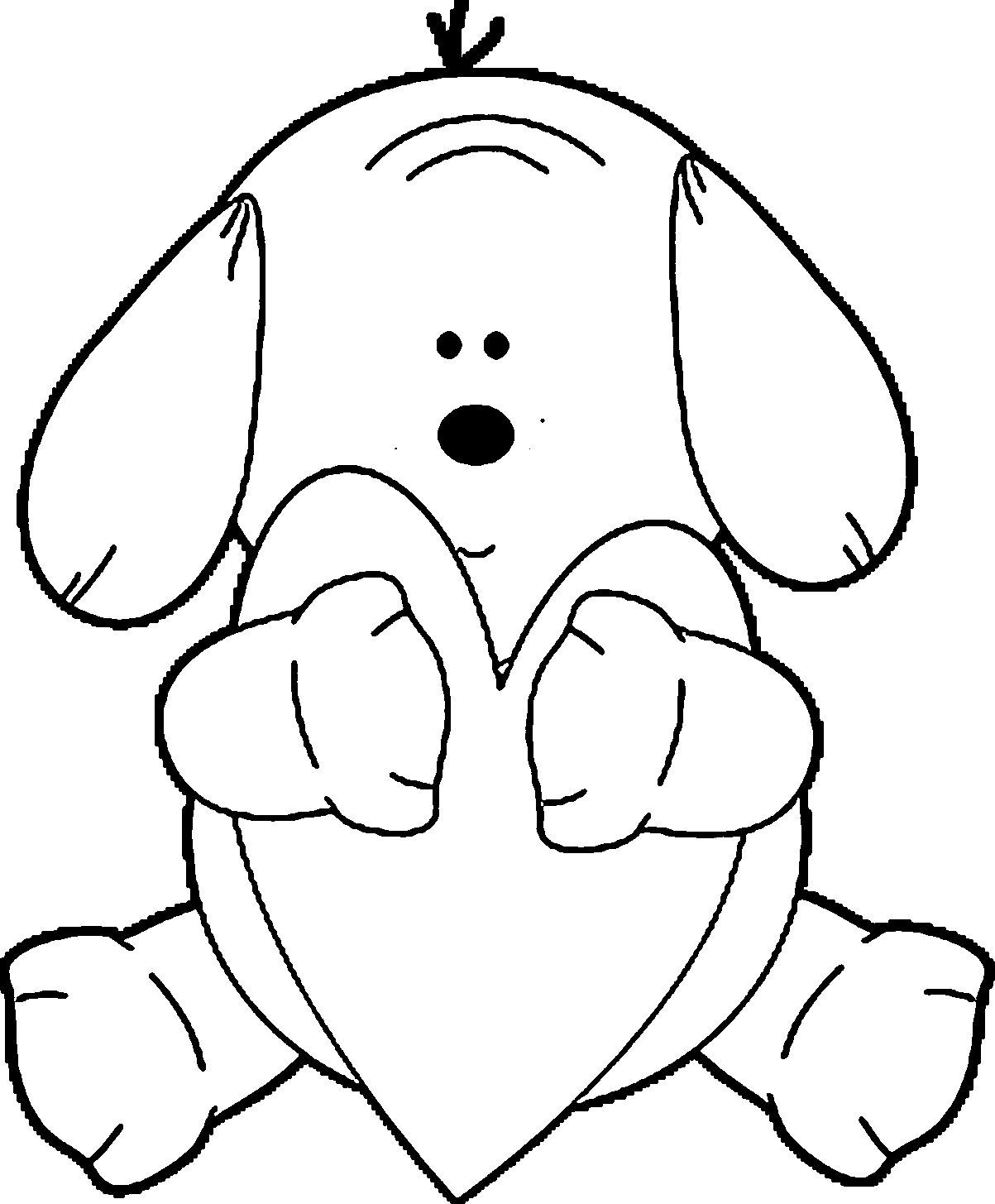 Puppy Hugging Heart Dog Puppy Coloring Page | Wecoloringpage
