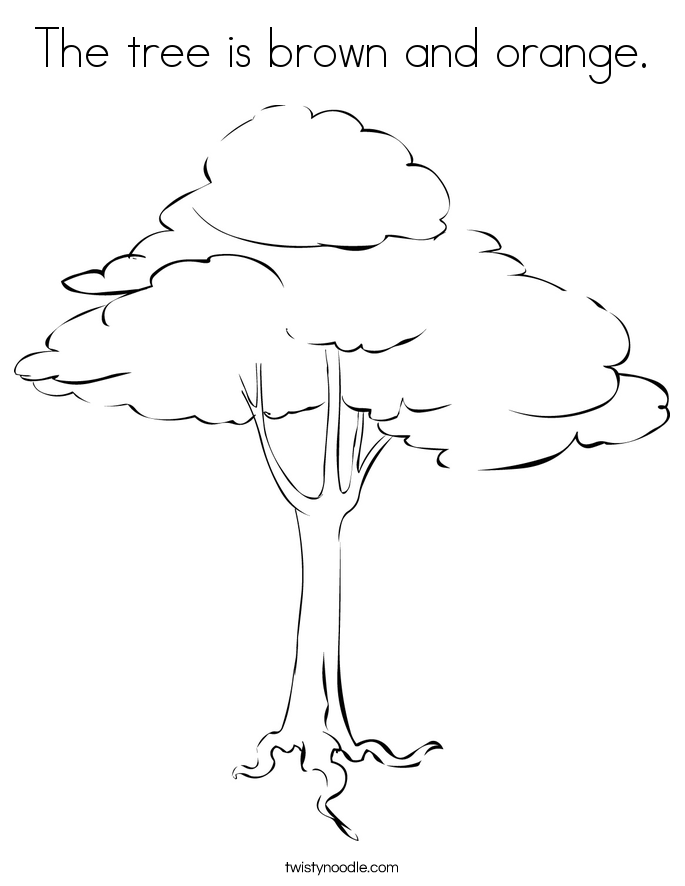 The tree is brown and orange Coloring Page - Twisty Noodle