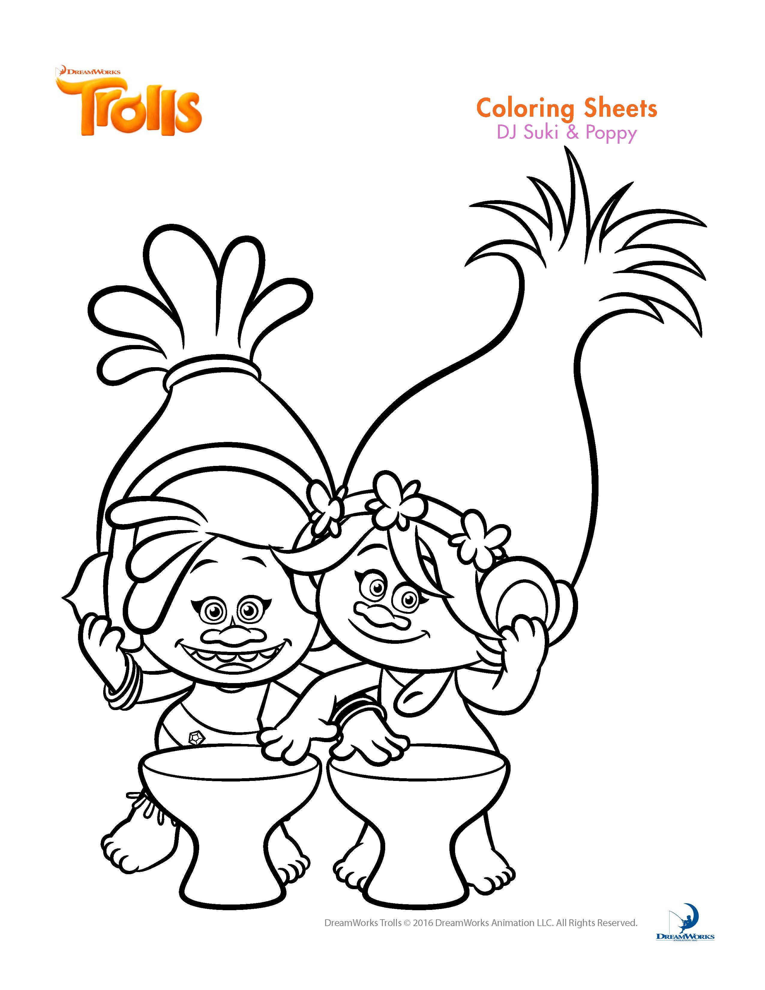 Trolls - Free printable Coloring pages for kids