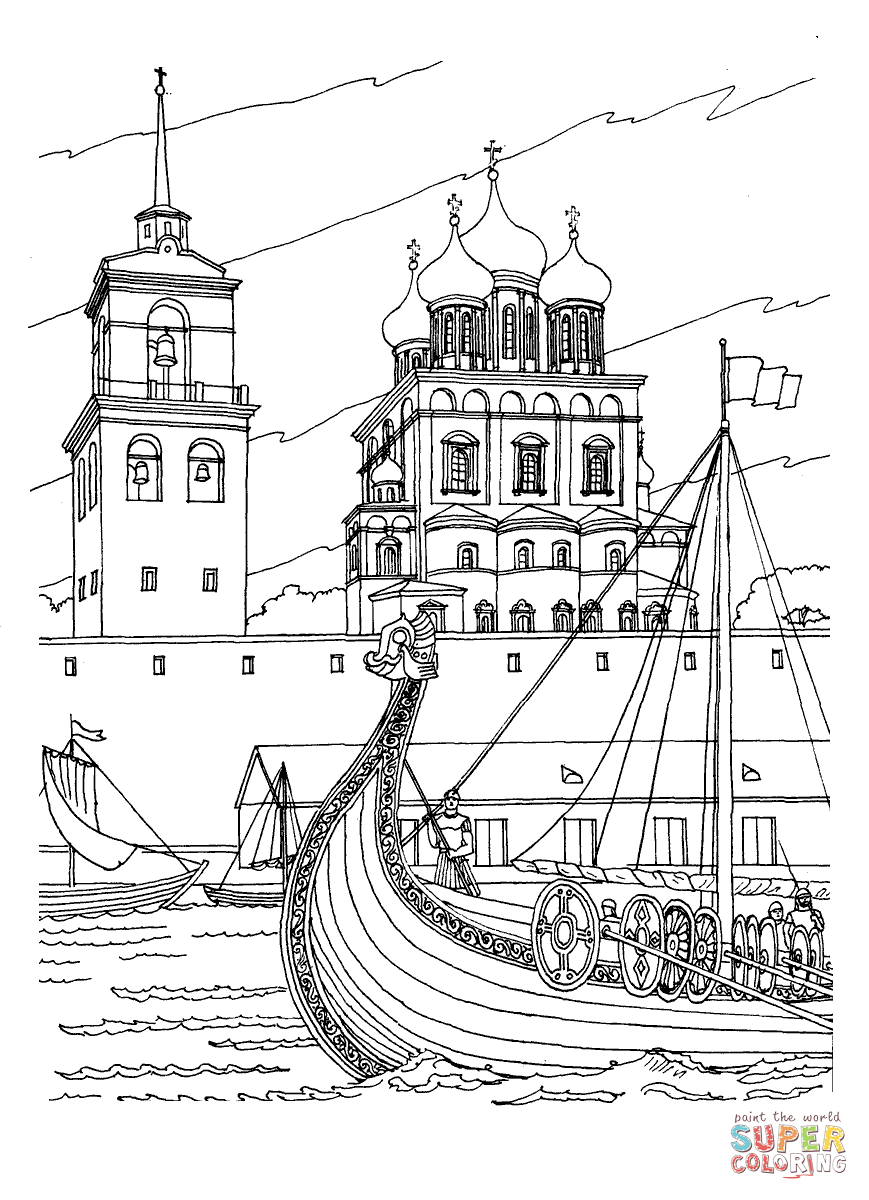 Trinity Cathedral in Pskov coloring page | Free Printable Coloring ...