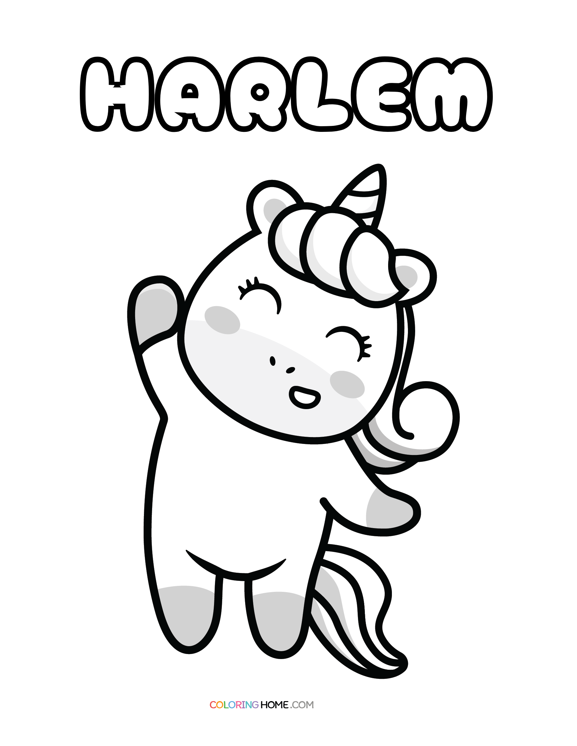 Harlem unicorn coloring page