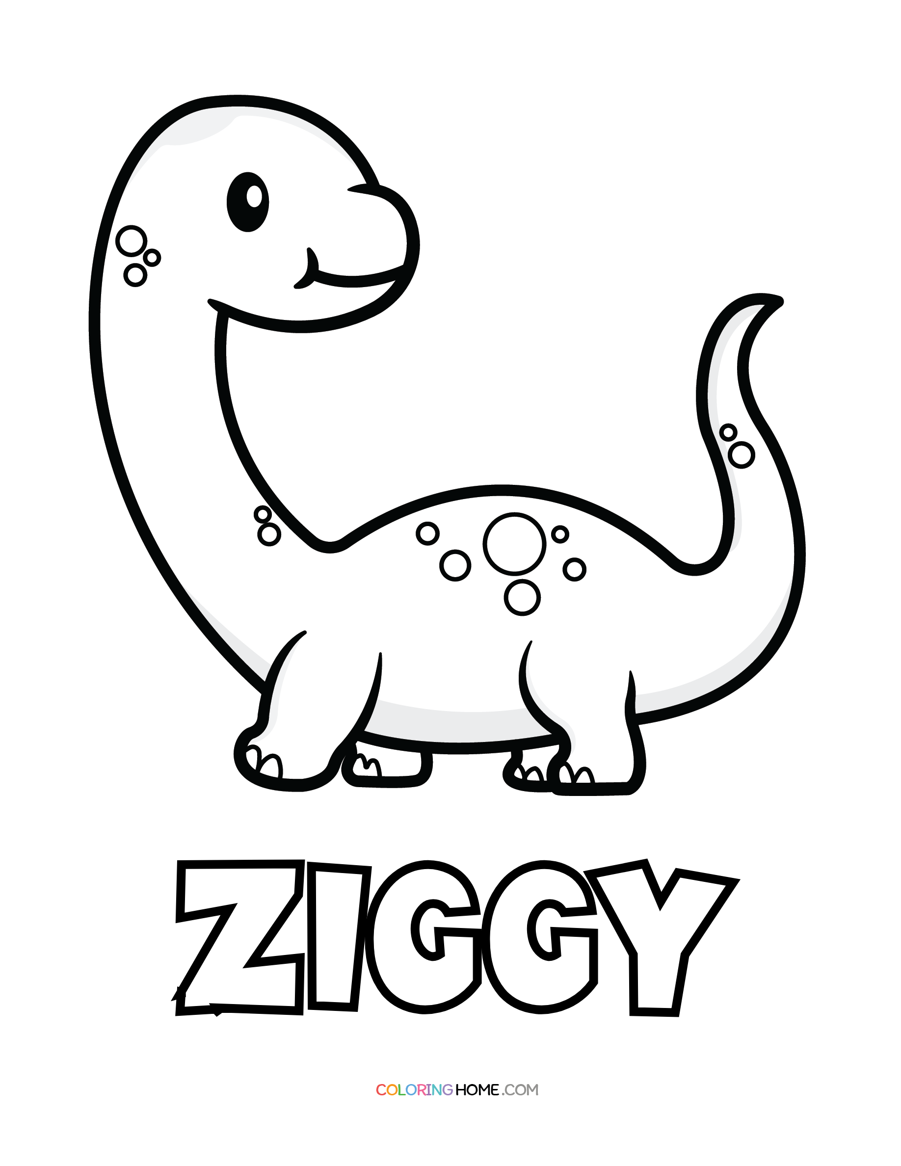 Ziggy dinosaur coloring page