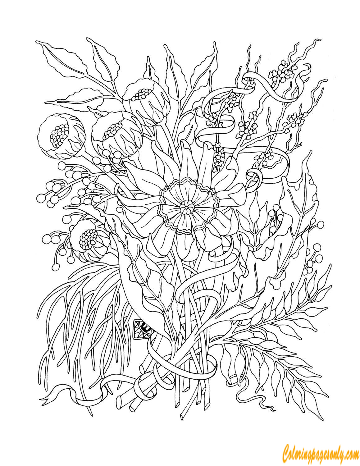 Bunch Of Flowers Coloring Pages - Hard Coloring Pages - Coloring Pages For  Kids And Adults