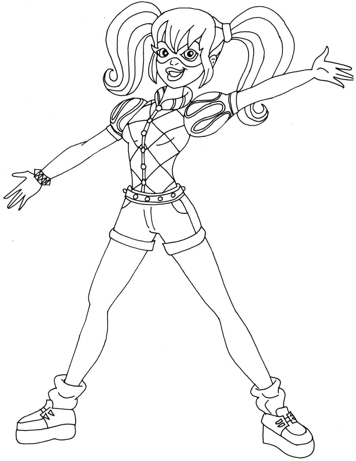 Harley Quinn from DC Super Hero Girls Coloring Page - Free Printable Coloring  Pages for Kids