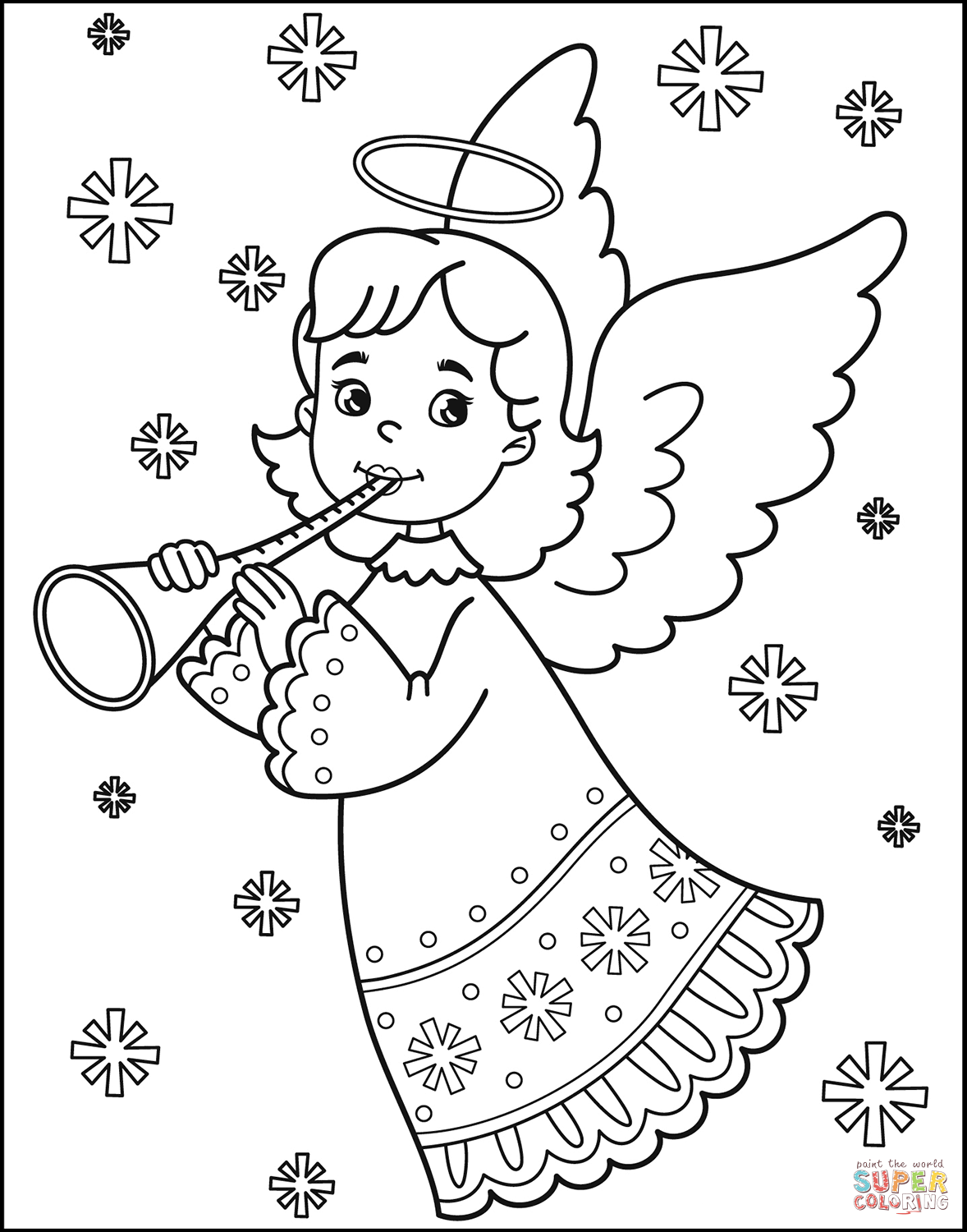 Christmas Angel coloring page | Free Printable Coloring Pages