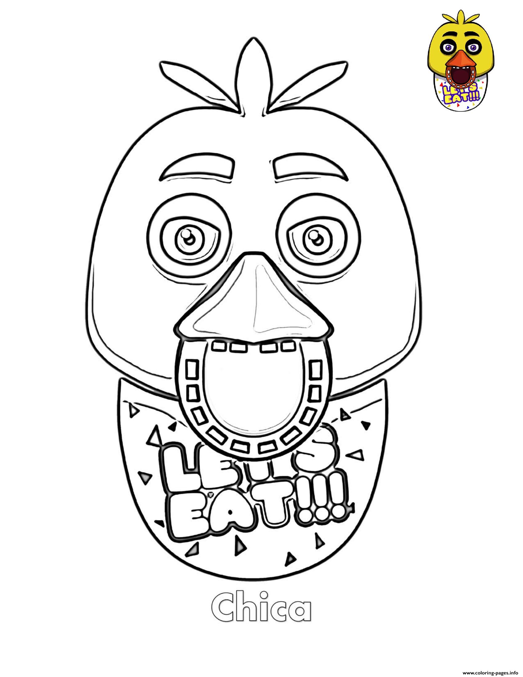 Chica Face FNAF Coloring Pages Printable