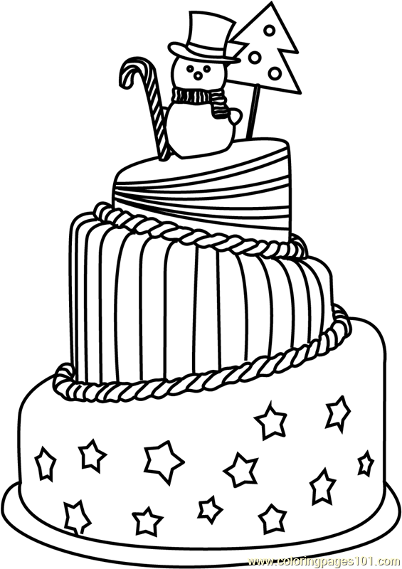 Christmas Cake Coloring Page for Kids - Free Christmas Celebrations  Printable Coloring Pages Online for Kids - ColoringPages101.com | Coloring  Pages for Kids