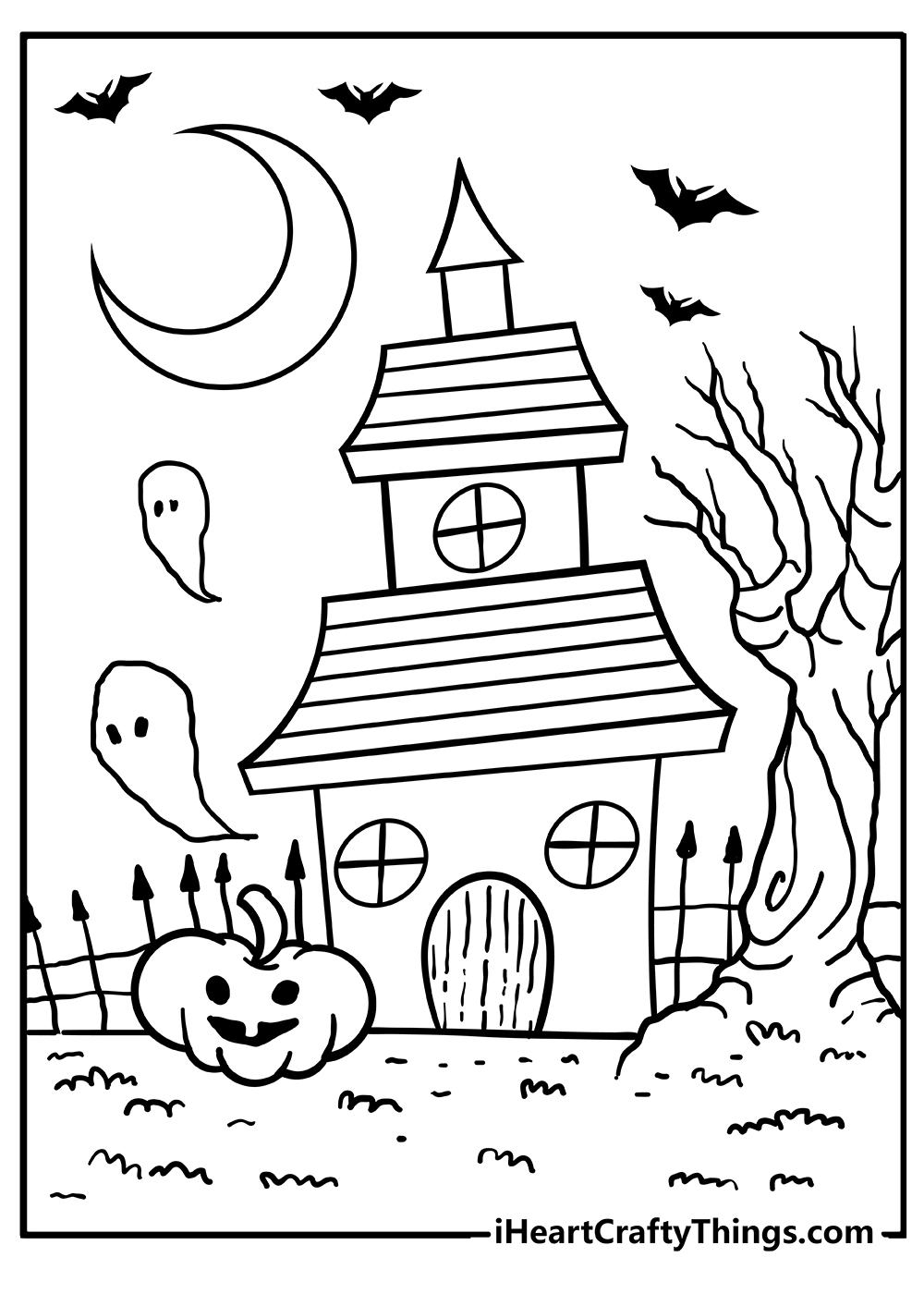Haunted House Coloring Pages (100% Free Printables)