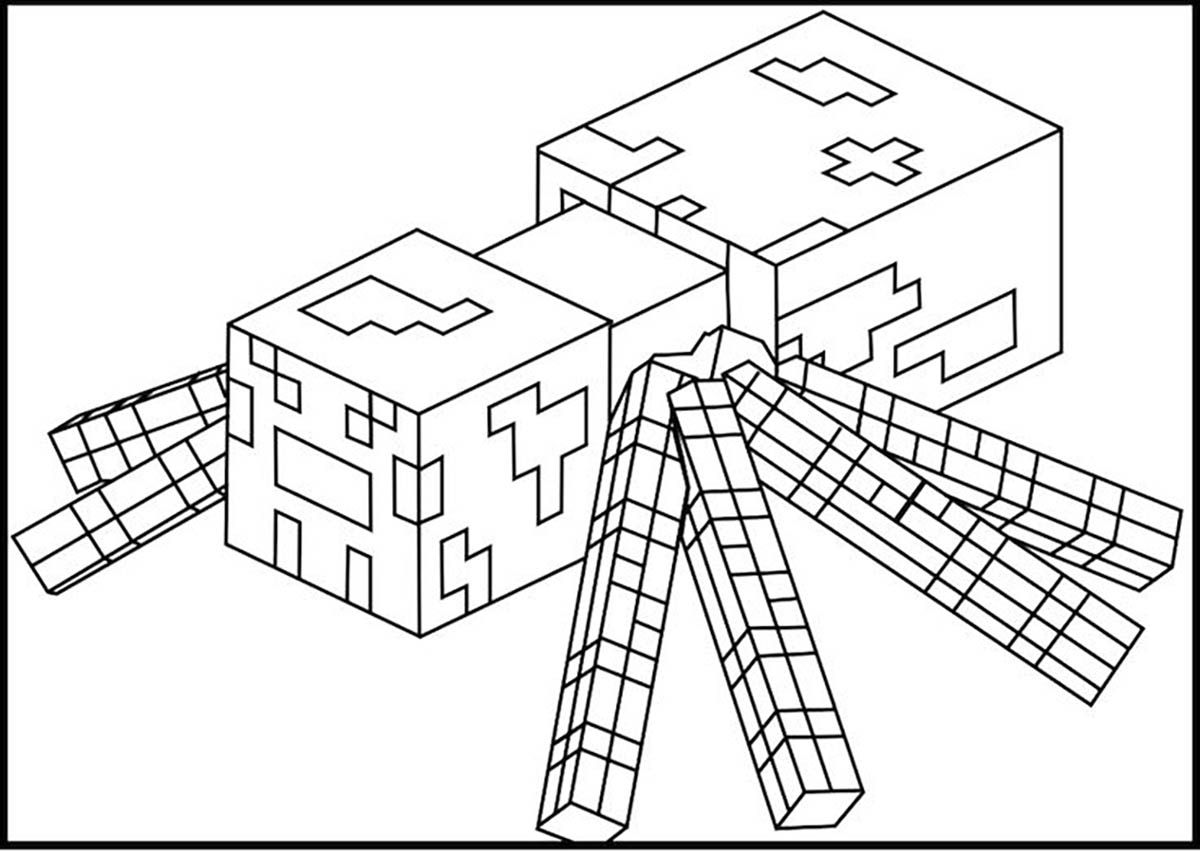 Spider coloring page, Minecraft spider