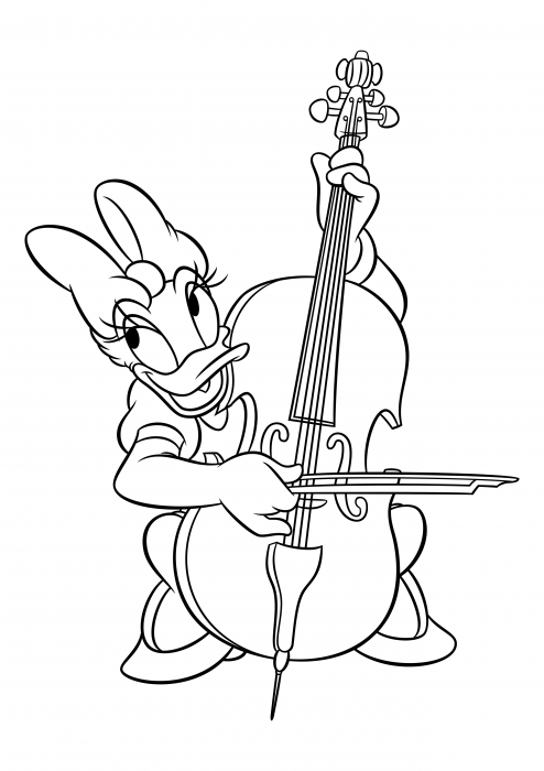 Daisy Duck plays the cello coloring pages, Mickey Mouse and Friends coloring  pages - Colorings.cc