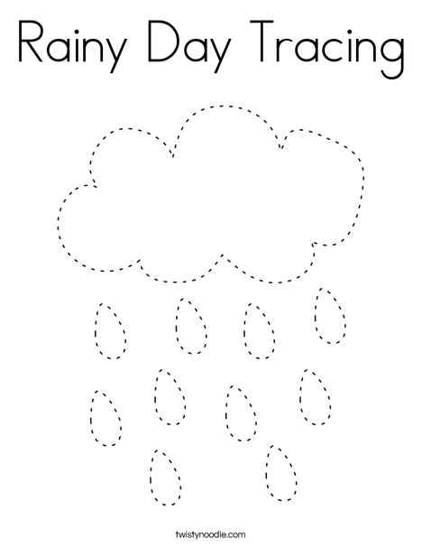Rainy Day Tracing Coloring Page - Twisty Noodle