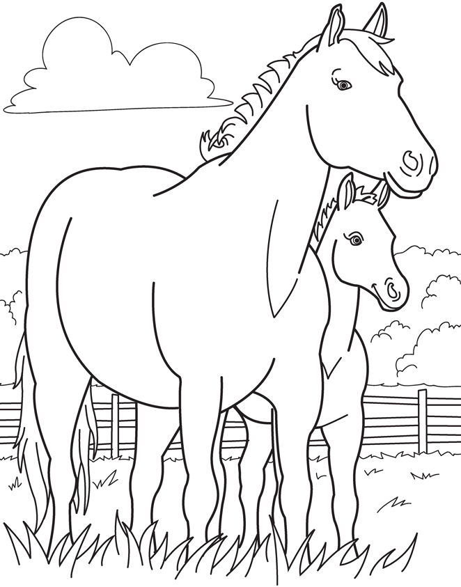 Mare And Foal Coloring Pages | Free Printable Coloring Pages