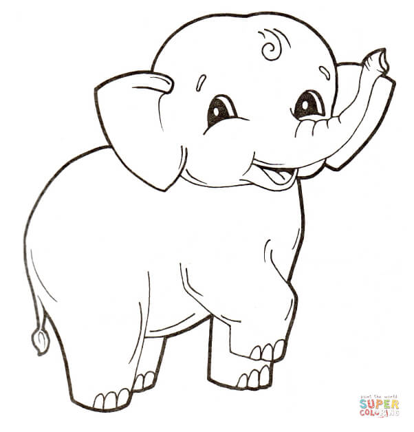 Cute Baby Elephant coloring page | Free Printable Coloring Pages