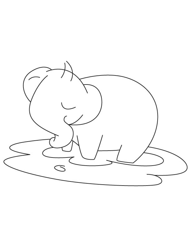 Baby elephant in mud coloring page | Download Free Baby elephant in mud  coloring page for kids | Best Coloring Pages