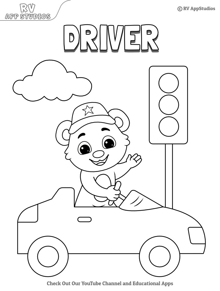 Taxi Driver Coloring Page | Free Printable Coloring Pages