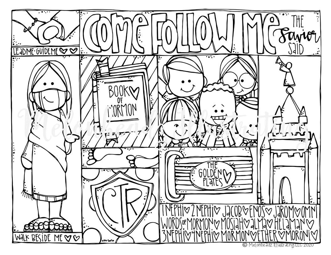 Melonheadz LDS illustrating: Come Follow Me Coloring Page Freebie