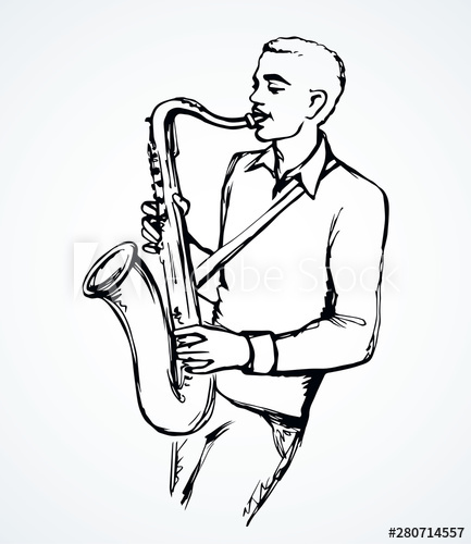 A man plays the saxophone. Vector drawing - Buy this stock vector ...