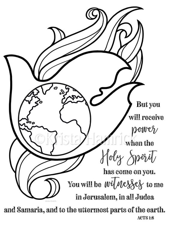 Be My Witness / Acts 1:8 coloring page in two sizes_ 8.5X11 | Etsy