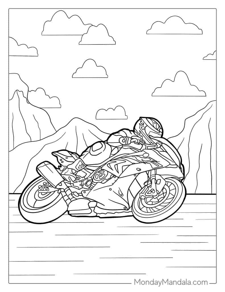 24 Motorcycle Coloring Pages (Free PDF Printables)
