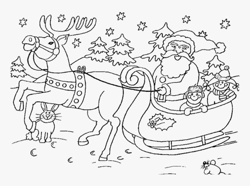 Christmas Sleigh Colouring Pages, HD Png Download , Transparent Png Image -  PNGitem