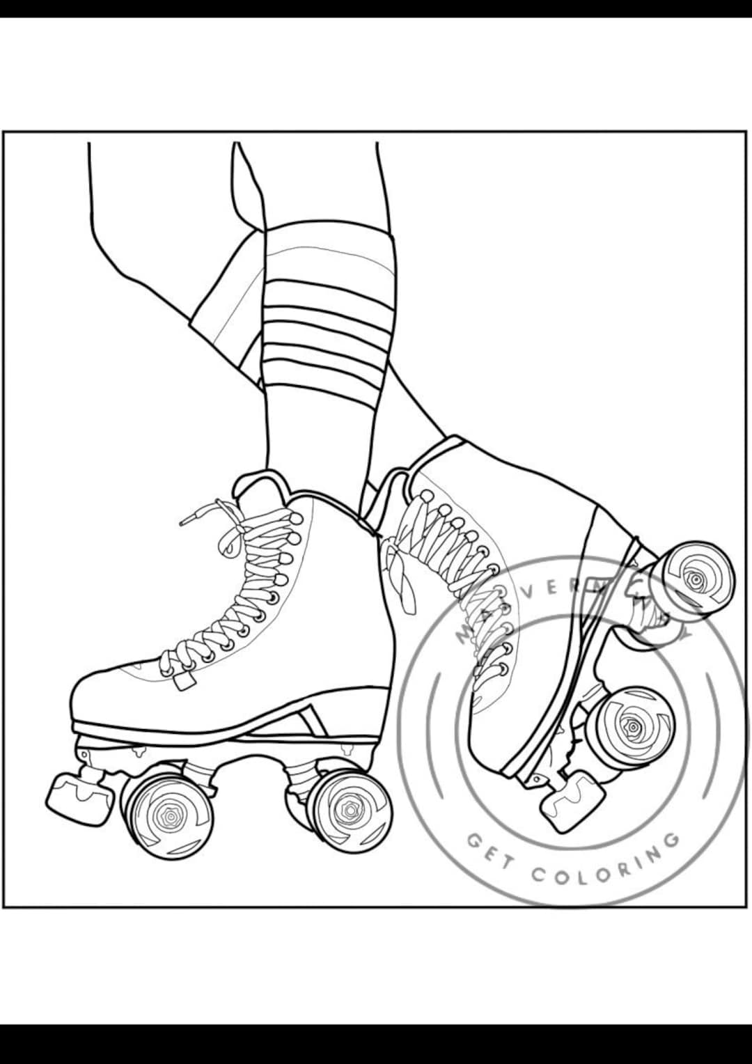 Roller Skating Girl Coloring Page - Etsy