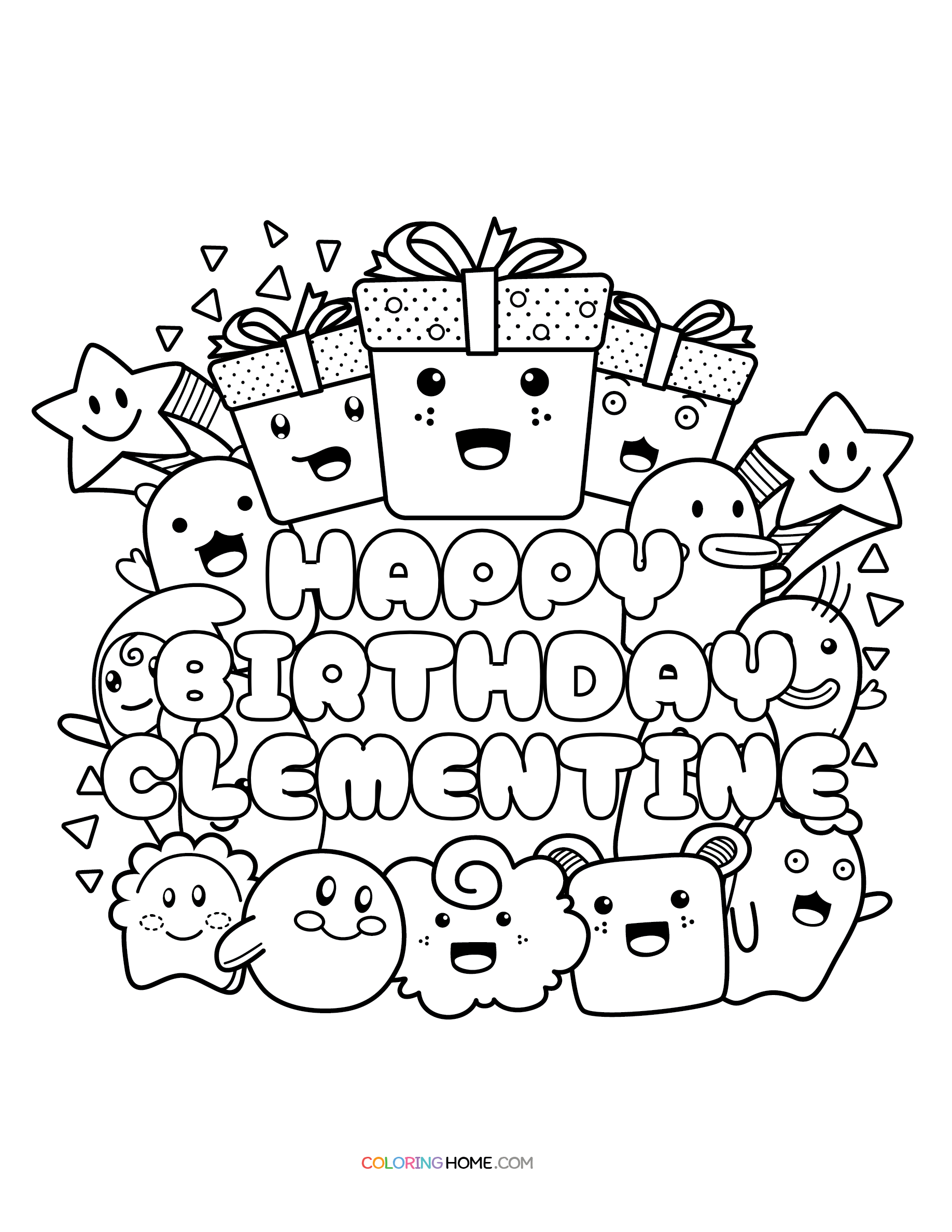 Happy Birthday Clementine coloring page