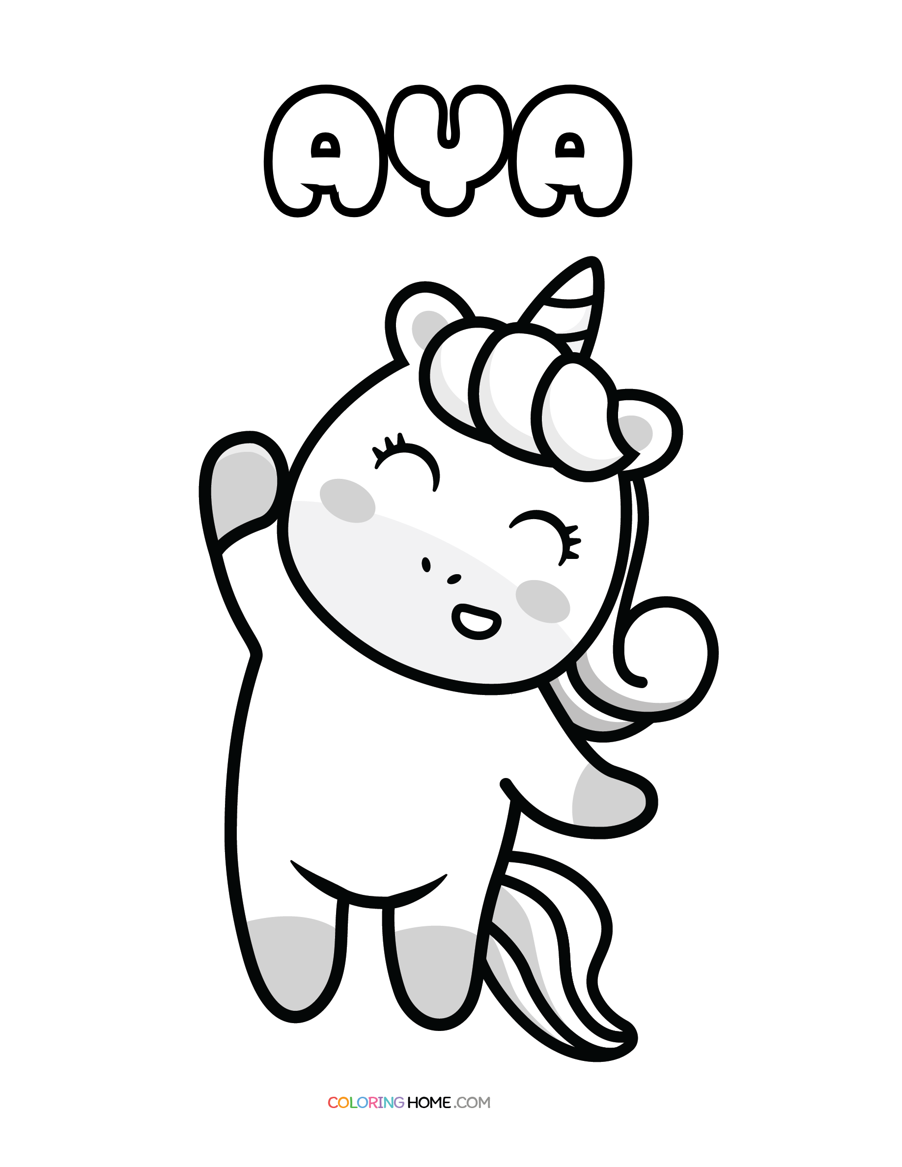 Aya unicorn coloring page