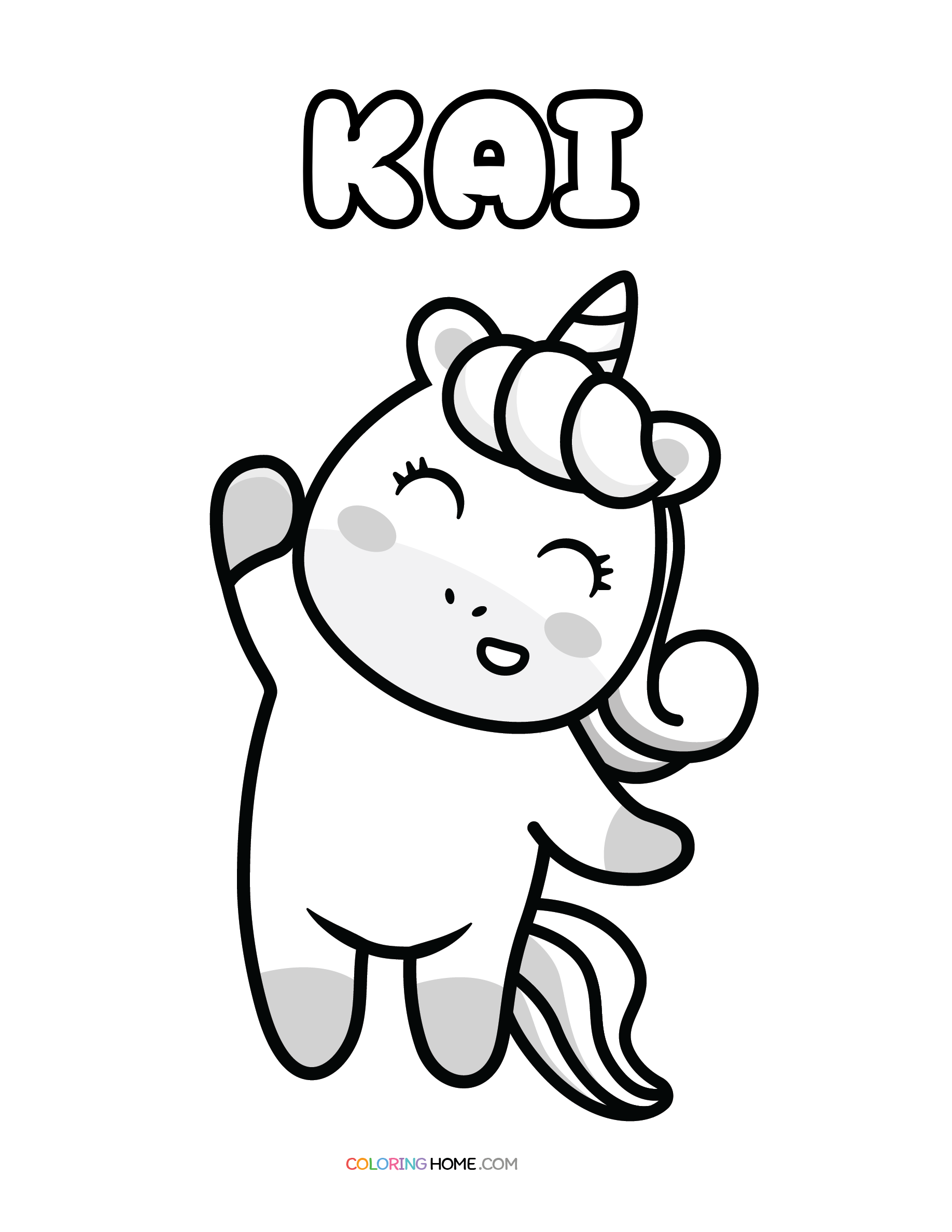 Kai unicorn coloring page