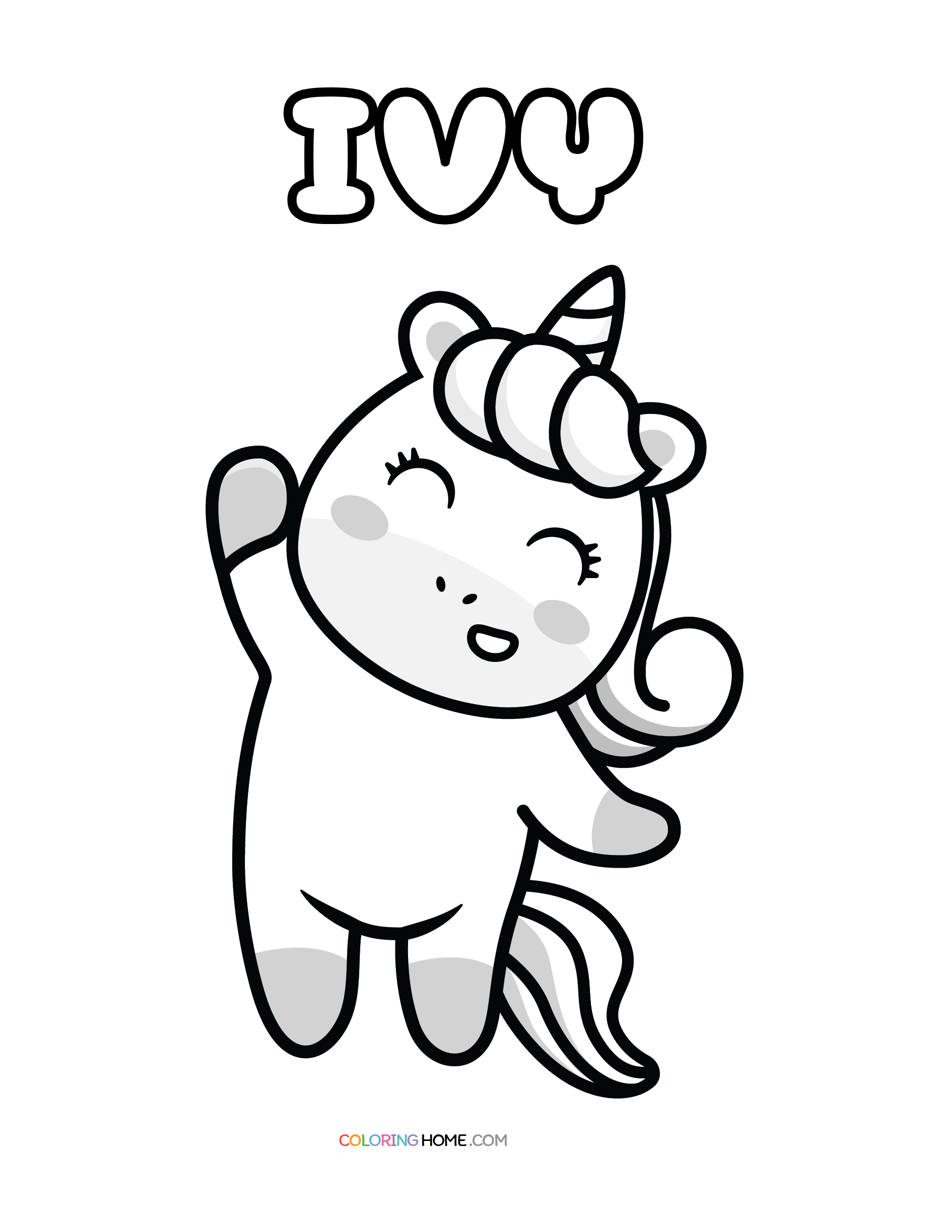 Ivy unicorn coloring page