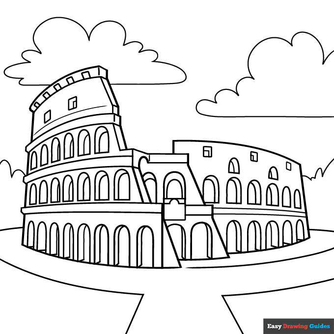 Colosseum Coloring Page | Easy Drawing Guides