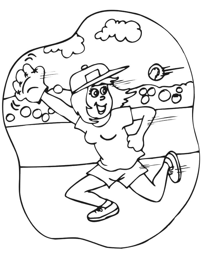 Softball Outfielder Coloring Page - Free Printable Coloring Pages for Kids