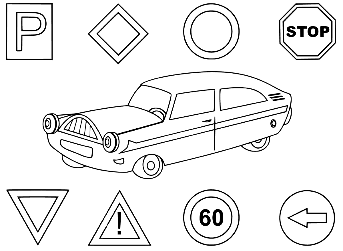 Car Traffic Signs Coloring Page - Get Coloring Pages
