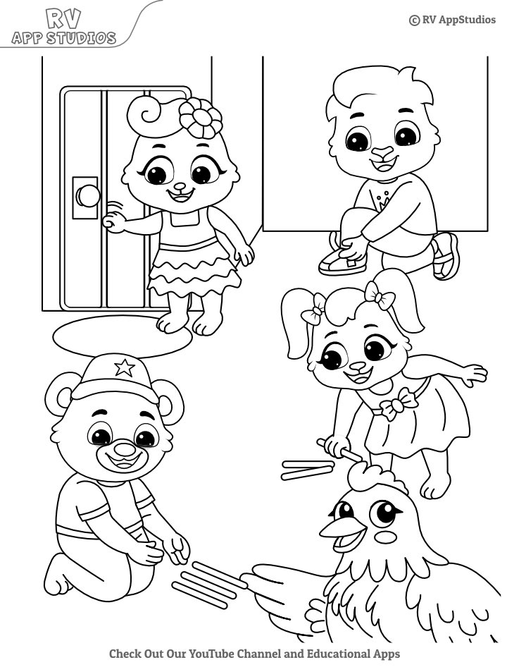 1 2 Buckle My Shoe Coloring Page for Kids. Free Printable to Download.