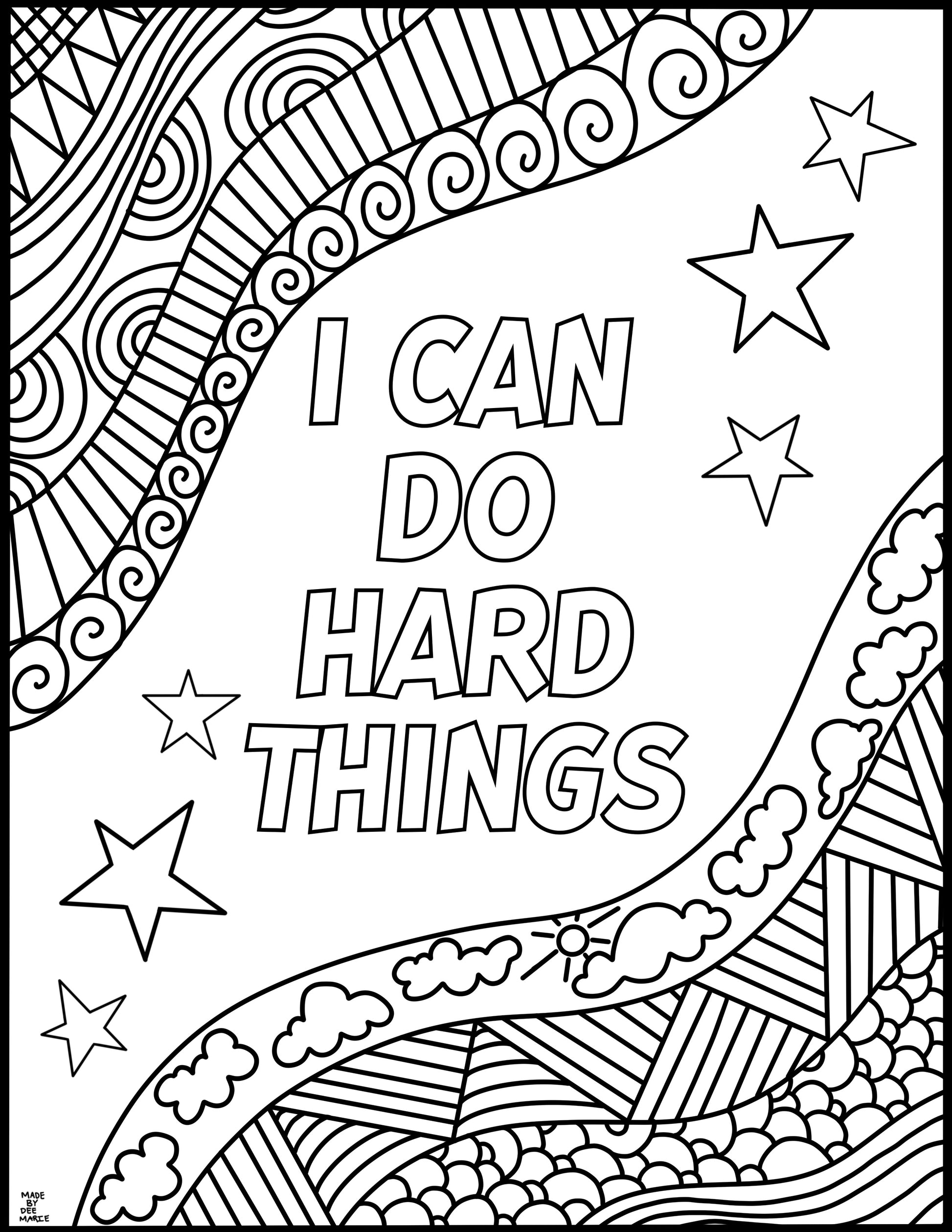 I Can Do Hard Things Coloring Page Digital Download Coloring Nation