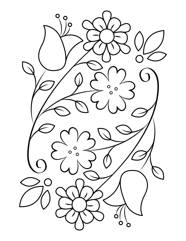 Printable Floral Coloring Page